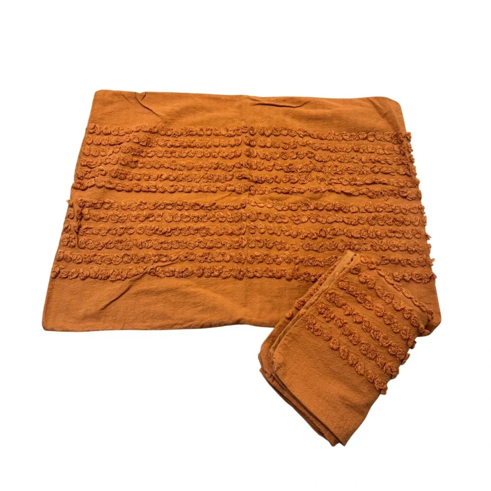 West Elm Cotton Tufted Texture Pillowcase Sham x2 Terracotta Standard 20x26